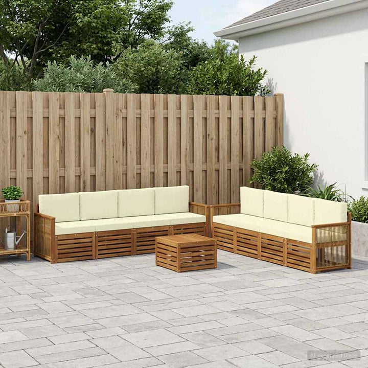 Sofasæt med pude 9 pcs Massivt Akacietræ