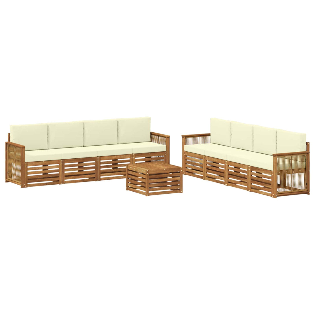 Sofasæt med pude 9 pcs Massivt Akacietræ