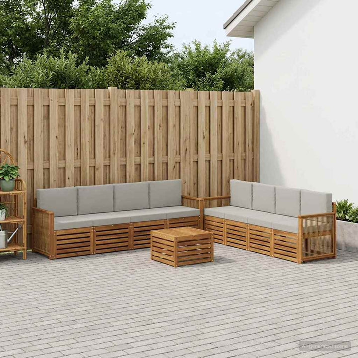 Sofasæt med pude 9 pcs Massivt Akacietræ