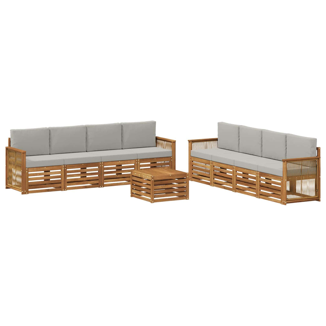 Sofasæt med pude 9 pcs Massivt Akacietræ