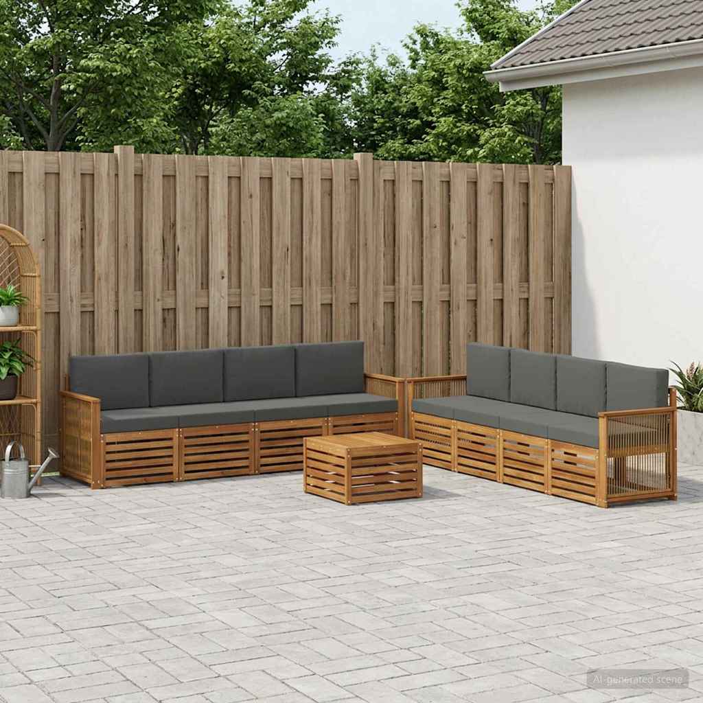 Sofasæt med pude 9 pcs Massivt Akacietræ