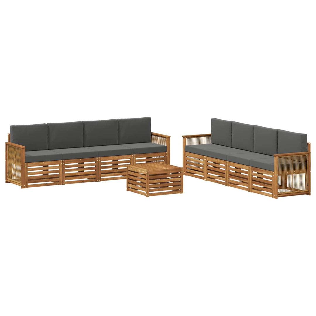 Sofasæt med pude 9 pcs Massivt Akacietræ