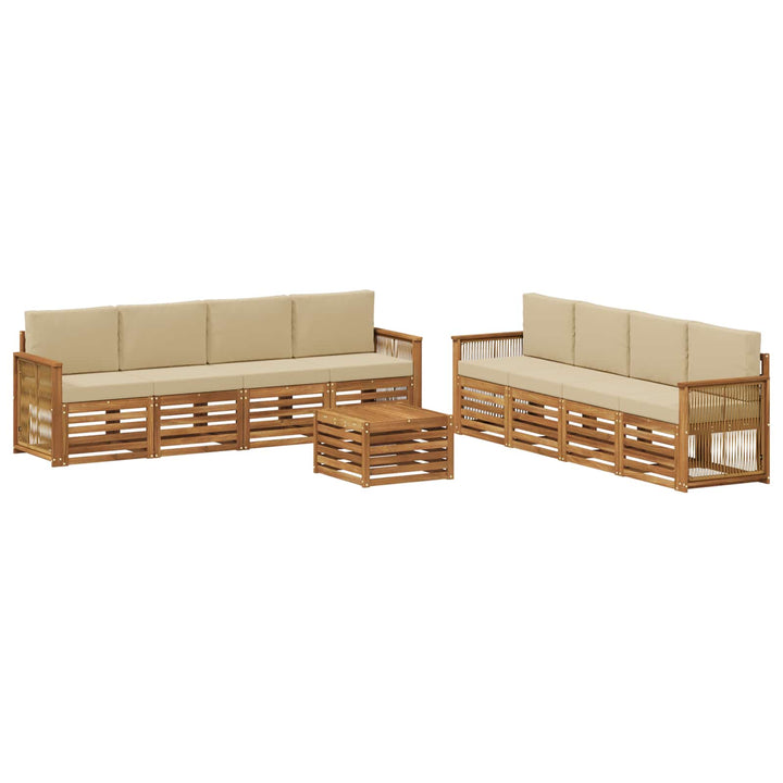 Sofasæt med pude 9 pcs Massivt Akacietræ