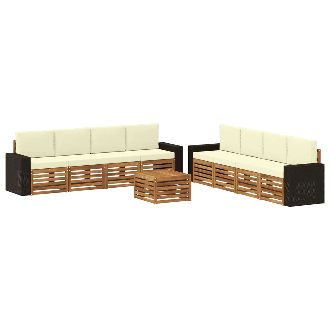 Sofasæt med pude 9 pcs Massivt Akacietræ