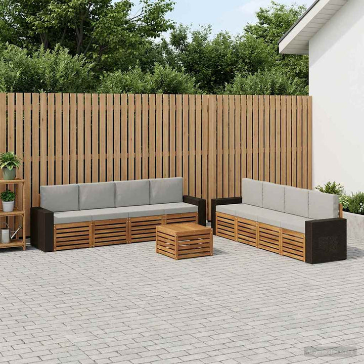 Sofasæt med pude 9 pcs Massivt Akacietræ
