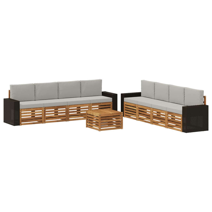 Sofasæt med pude 9 pcs Massivt Akacietræ