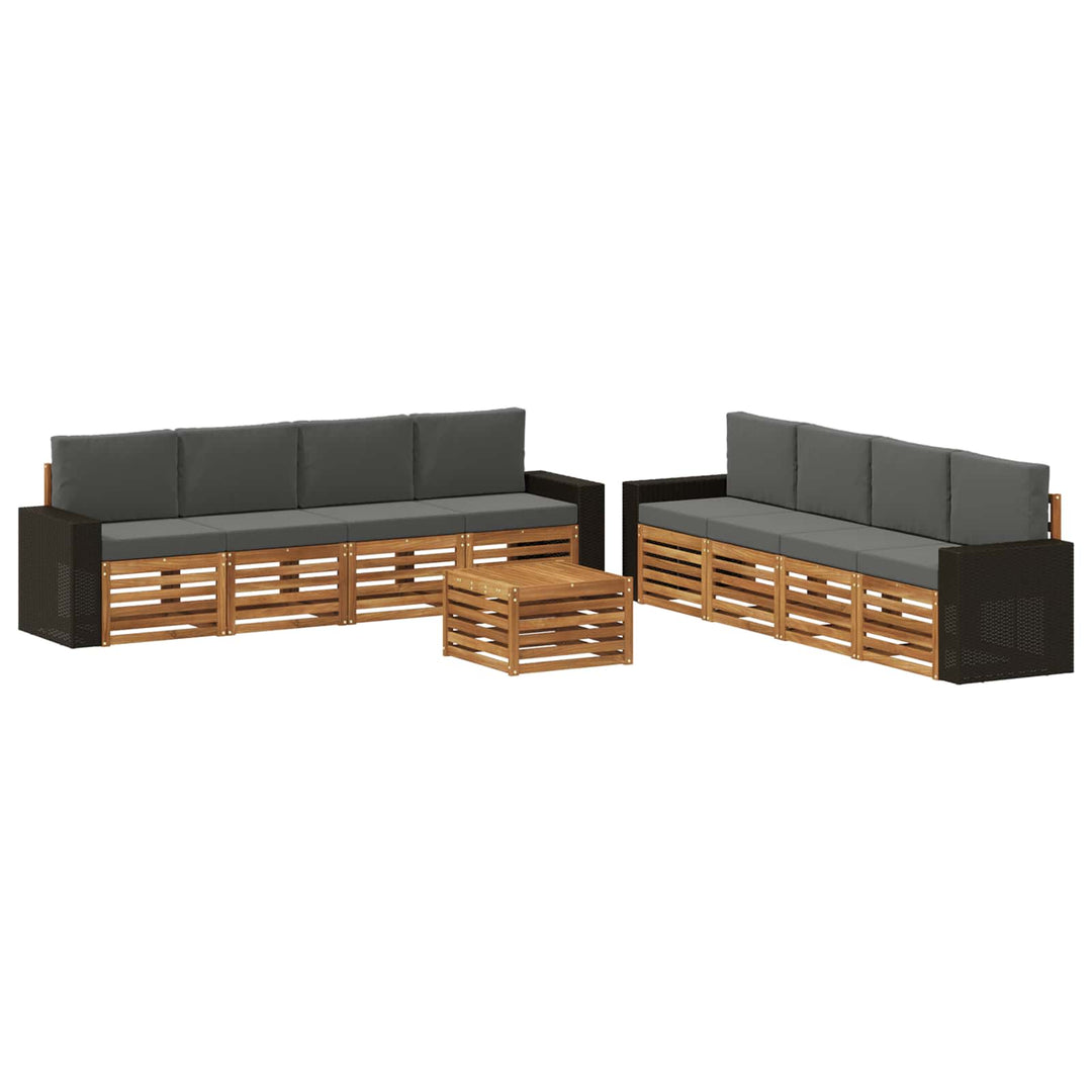 Sofasæt med pude 9 pcs Massivt Akacietræ