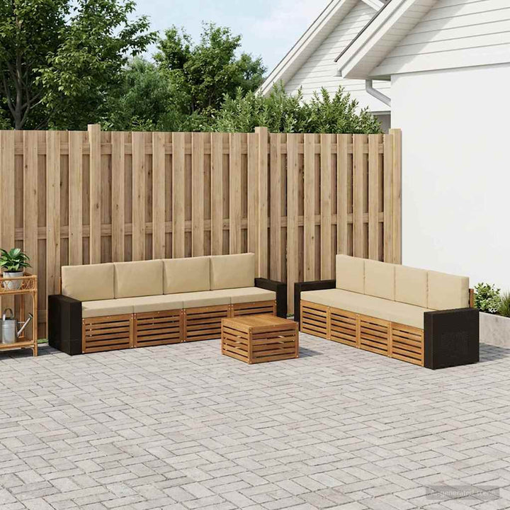 Sofasæt med pude 9 pcs Massivt Akacietræ