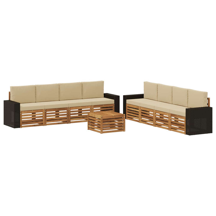 Sofasæt med pude 9 pcs Massivt Akacietræ