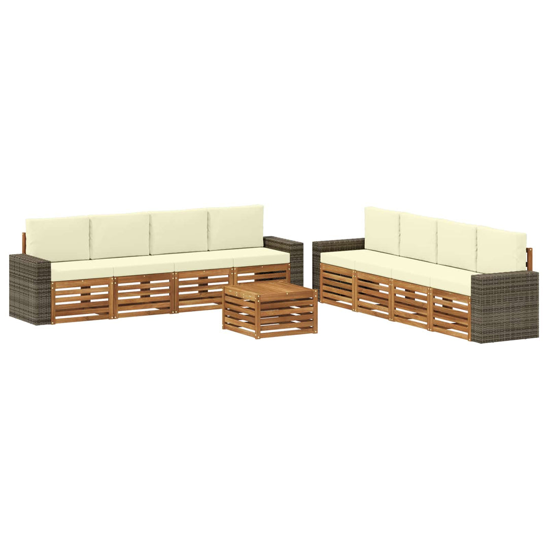Sofasæt med pude 9 pcs Massivt Akacietræ