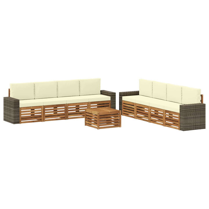 Sofasæt med pude 9 pcs Massivt Akacietræ