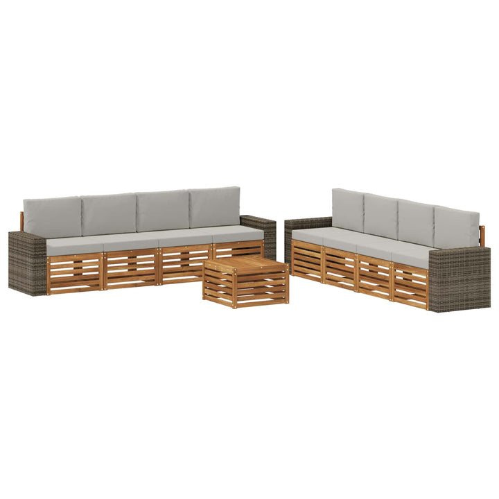 Sofasæt med pude 9 pcs Massivt Akacietræ