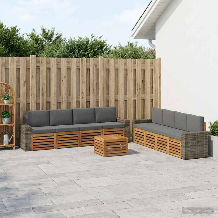 Sofasæt med pude 9 pcs Massivt Akacietræ
