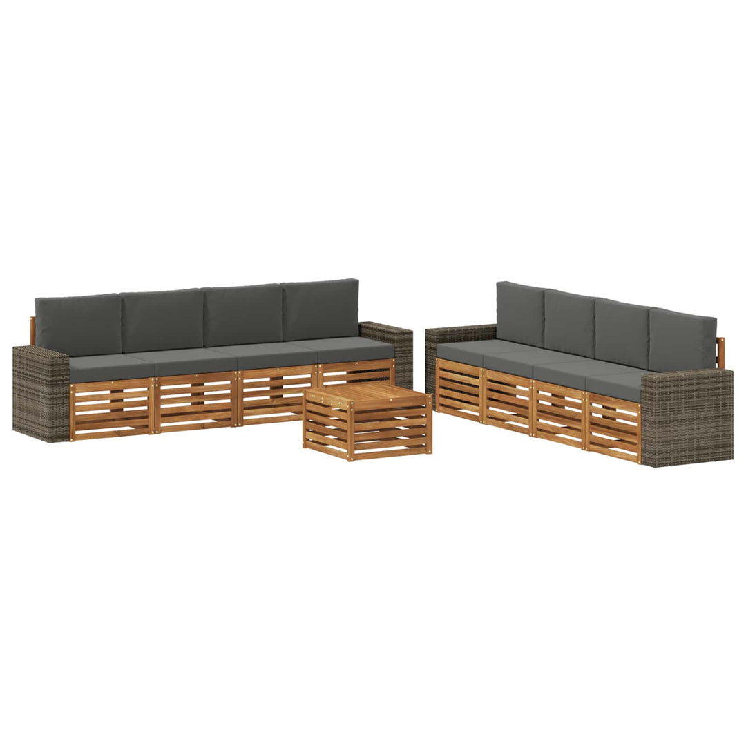 Sofasæt med pude 9 pcs Massivt Akacietræ