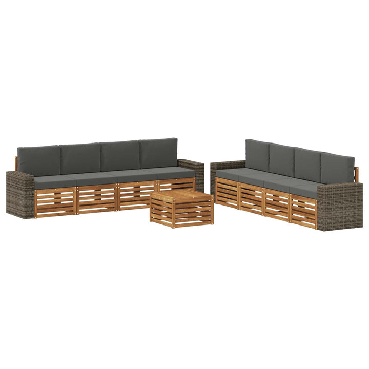 Sofasæt med pude 9 pcs Massivt Akacietræ