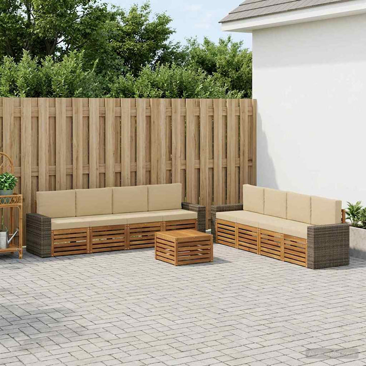 Sofasæt med pude 9 pcs Massivt Akacietræ