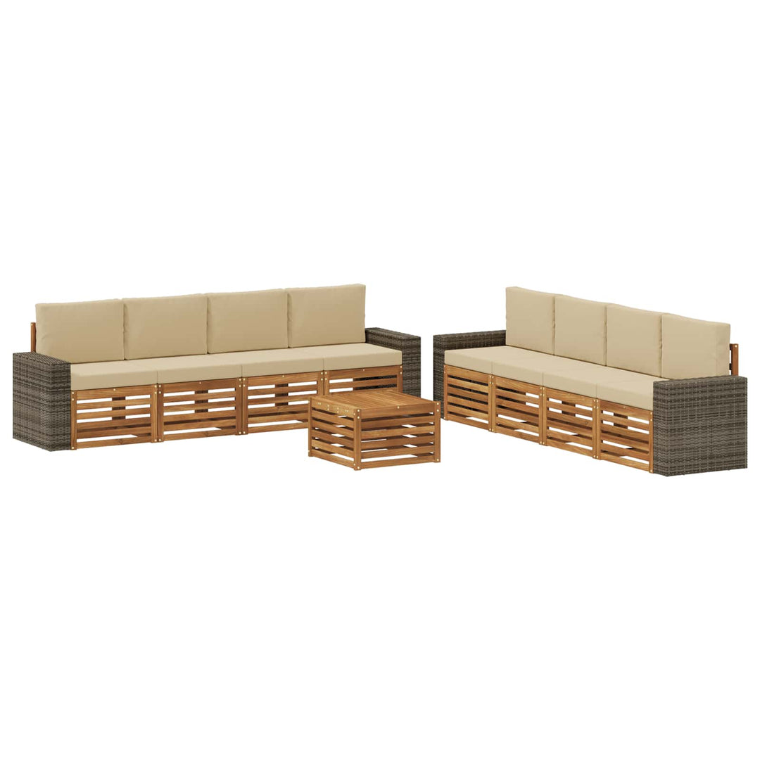 Sofasæt med pude 9 pcs Massivt Akacietræ