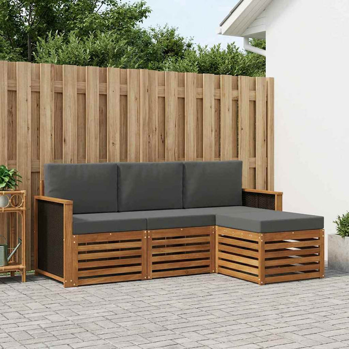 Udendørs sofagruppe med pude 4 pcs Naturlig og Antracit