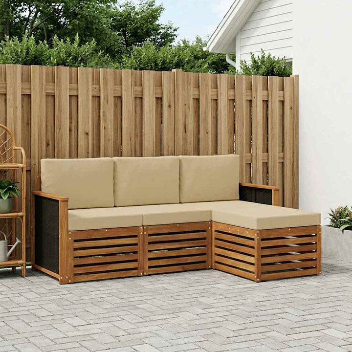 Udendørs sofagruppe med pude 4 pcs Naturlig og Beige