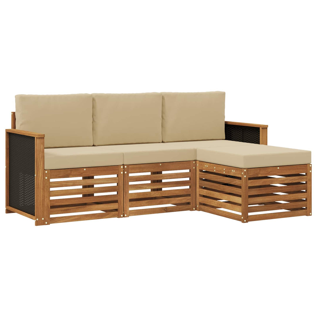 Udendørs sofagruppe med pude 4 pcs Naturlig og Beige
