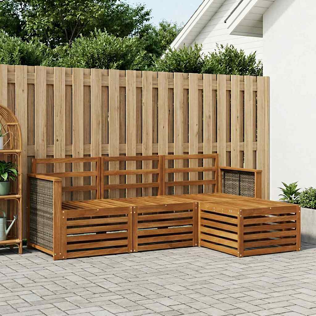Udendørs sofagruppe 4 pcs Naturfarvet