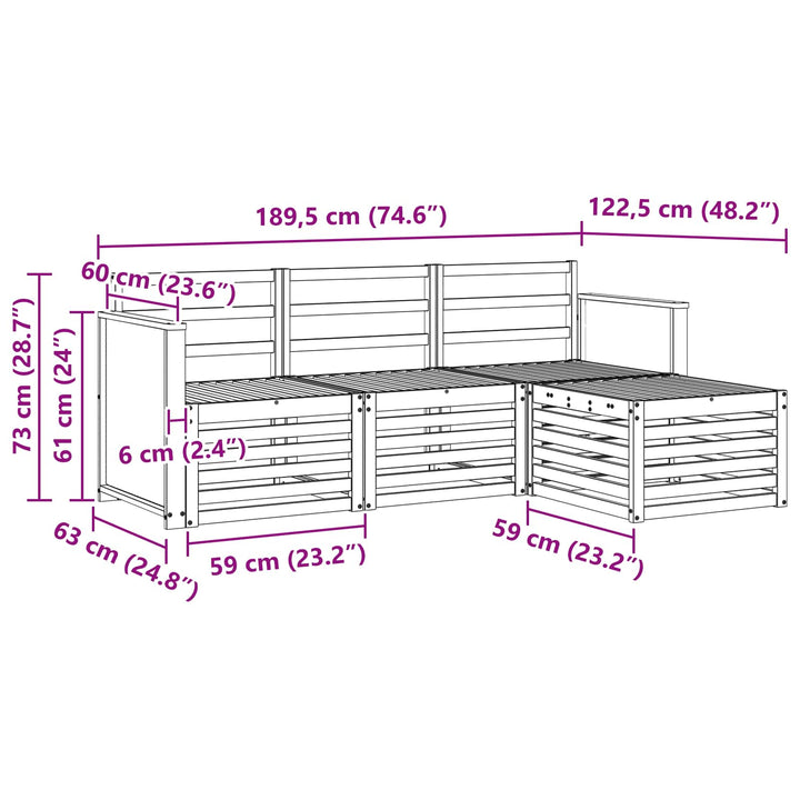 Udendørs sofagruppe 4 pcs Naturfarvet