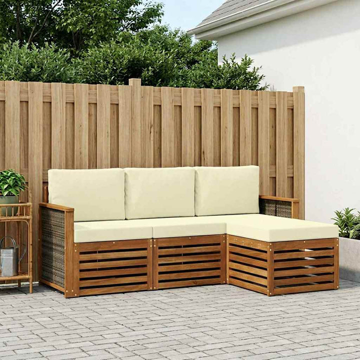 Udendørs sofagruppe med pude 4 pcs Naturlig og Fløde