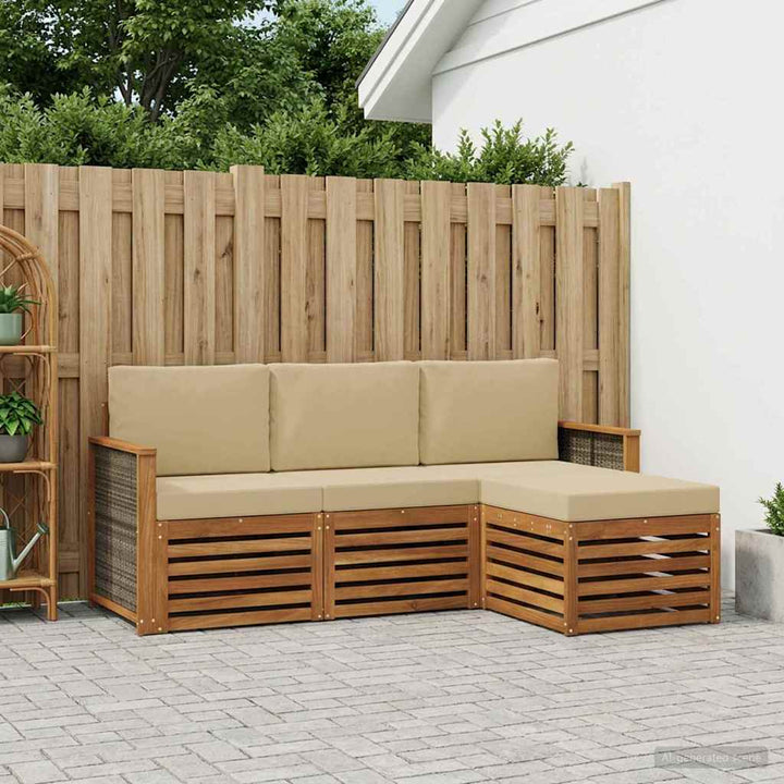 Udendørs sofagruppe med pude 4 pcs Naturlig og Beige