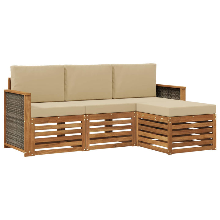 Udendørs sofagruppe med pude 4 pcs Naturlig og Beige