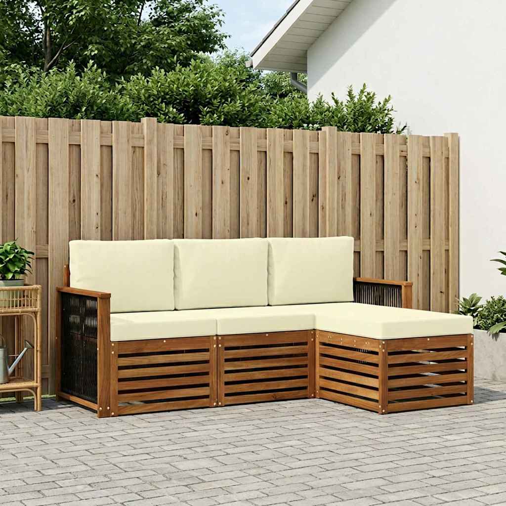 Udendørs sofagruppe med pude 4 pcs Naturlig og Fløde