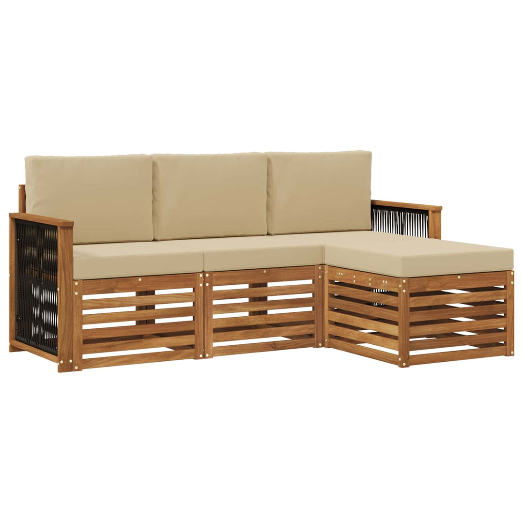 Udendørs sofagruppe med pude 4 pcs Naturlig og Beige