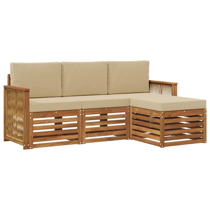 Udendørs sofagruppe med pude 4 pcs Naturlig og Beige