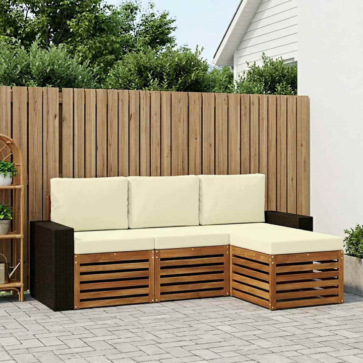 Udendørs sofagruppe med pude 4 pcs Naturlig og Fløde