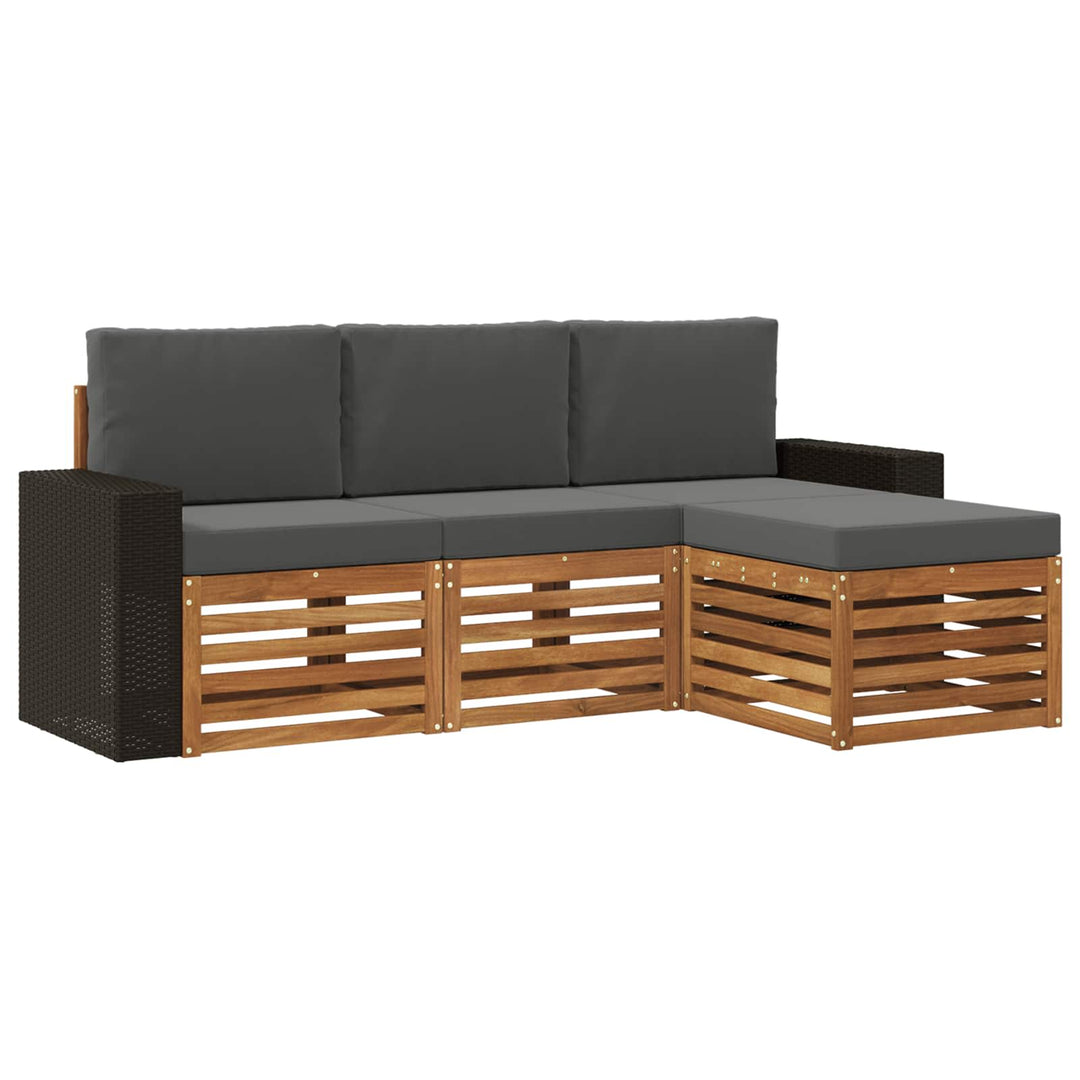 Udendørs sofagruppe med pude 4 pcs Naturlig og Antracit