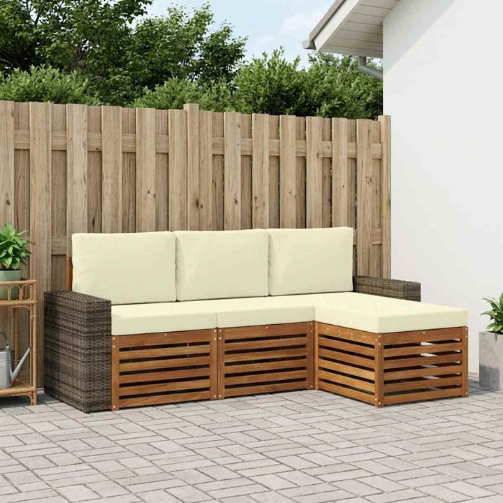 Udendørs sofagruppe med pude 4 pcs Naturlig og Fløde