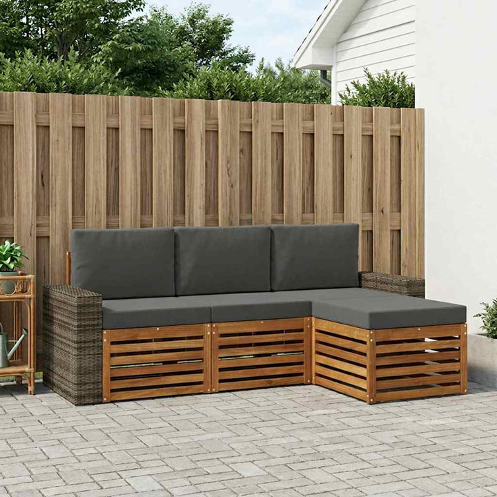 Udendørs sofagruppe med pude 4 pcs Naturlig og Antracit