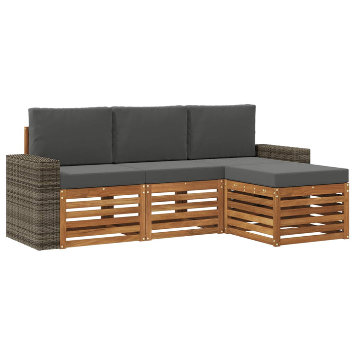 Udendørs sofagruppe med pude 4 pcs Naturlig og Antracit