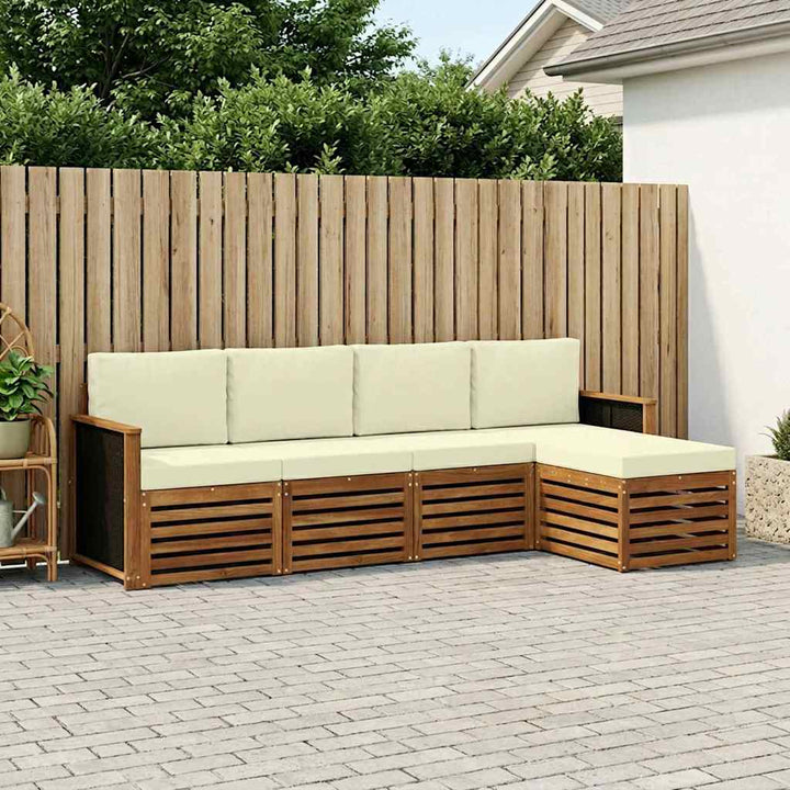 Udendørs sofagruppe med pude 5 pcs Naturlig og Fløde