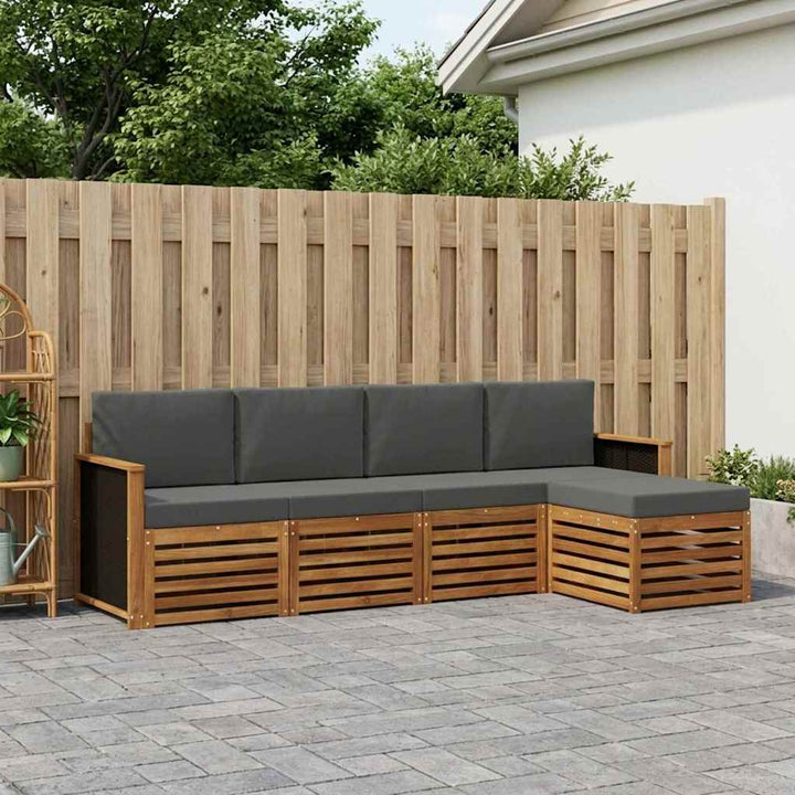 Udendørs sofagruppe med pude 5 pcs Naturlig og Antracit