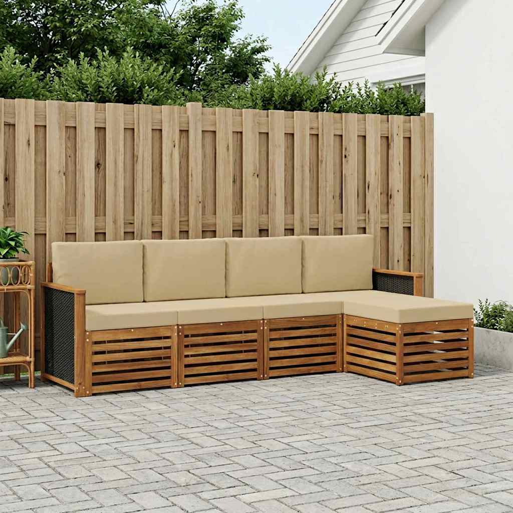 Udendørs sofagruppe 5 stk. Naturlig og Beige