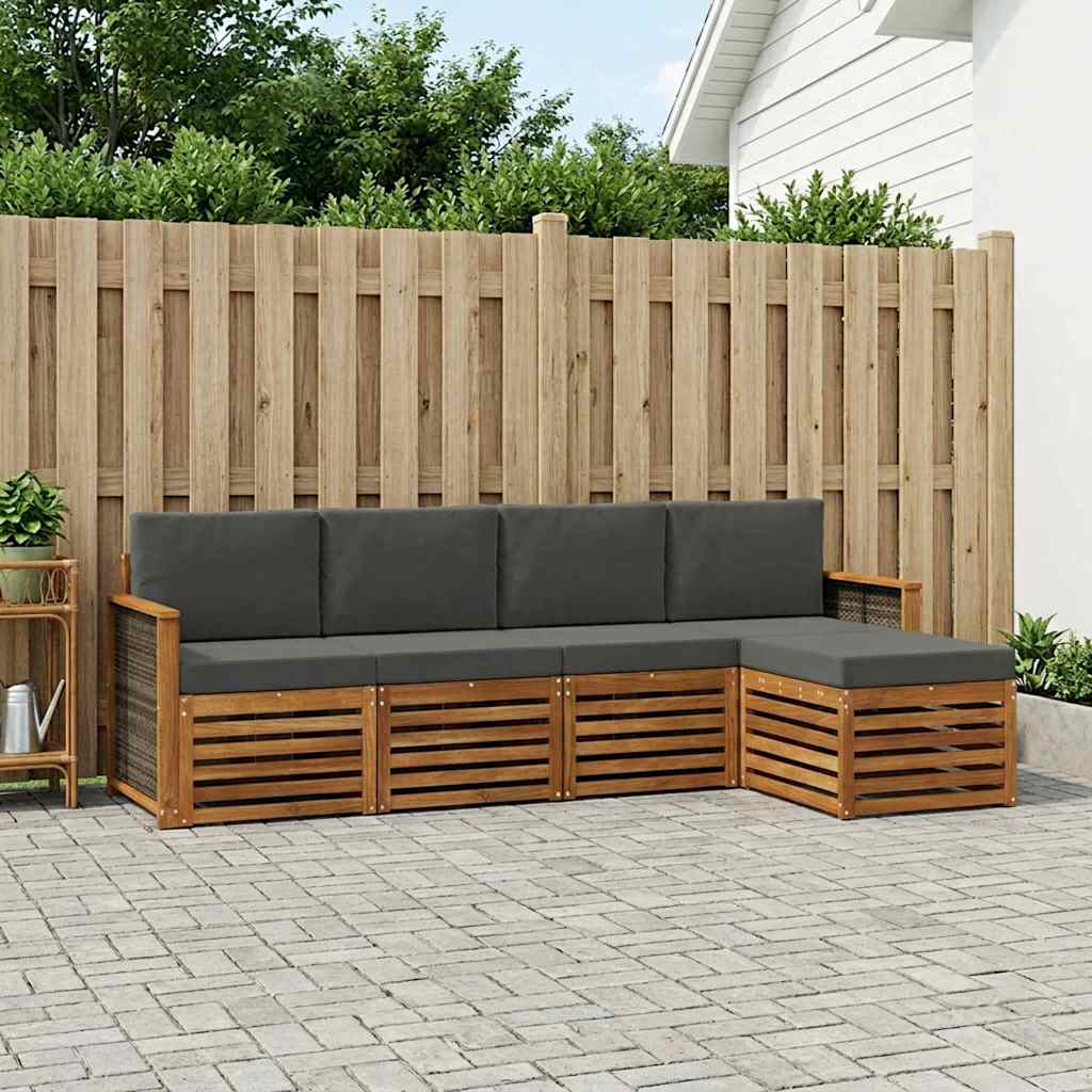 Udendørs sofagruppe 5 stk. Naturlig og Antracit
