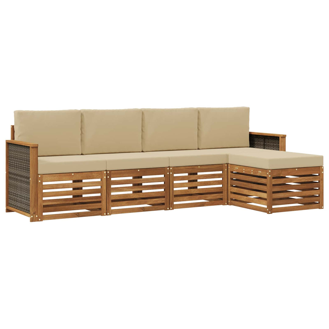 Udendørs sofagruppe 5 stk. Naturlig og Beige