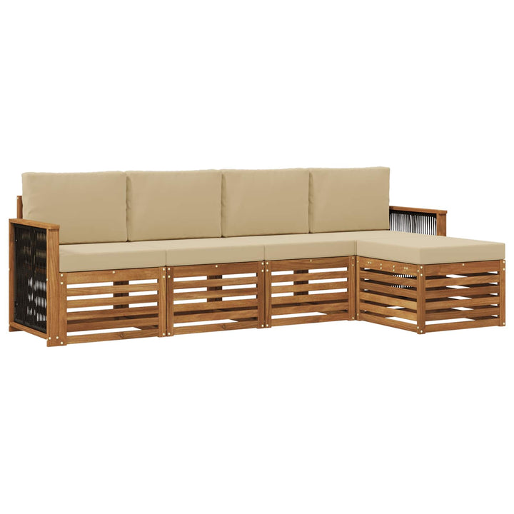 Udendørs sofagruppe med pude 5 pcs Naturlig og Beige