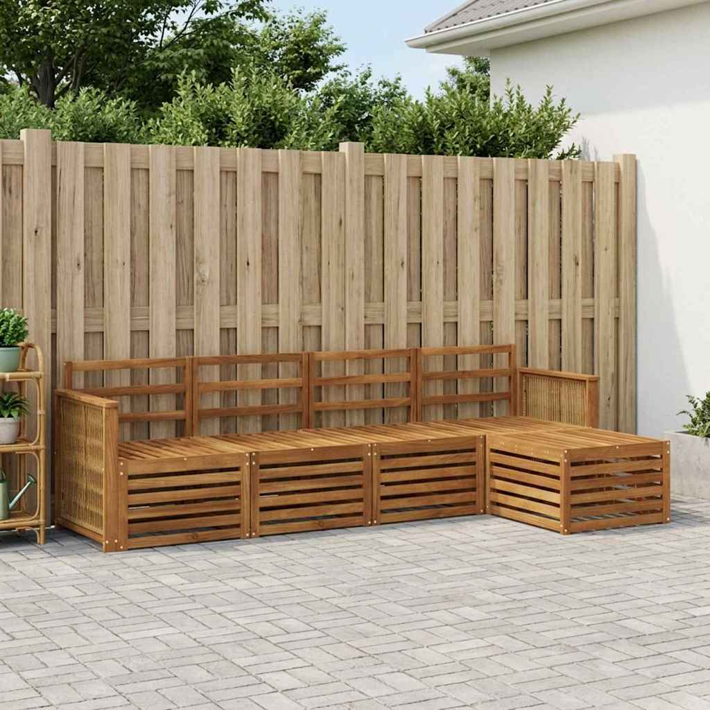 Udendørs sofagruppe 5 pcs Naturfarvet
