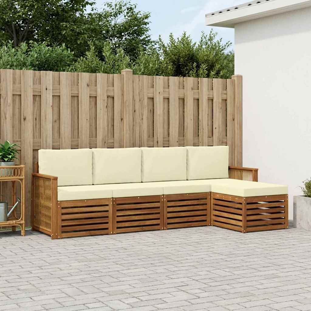 Udendørs sofagruppe med pude 5 pcs Naturlig og Fløde