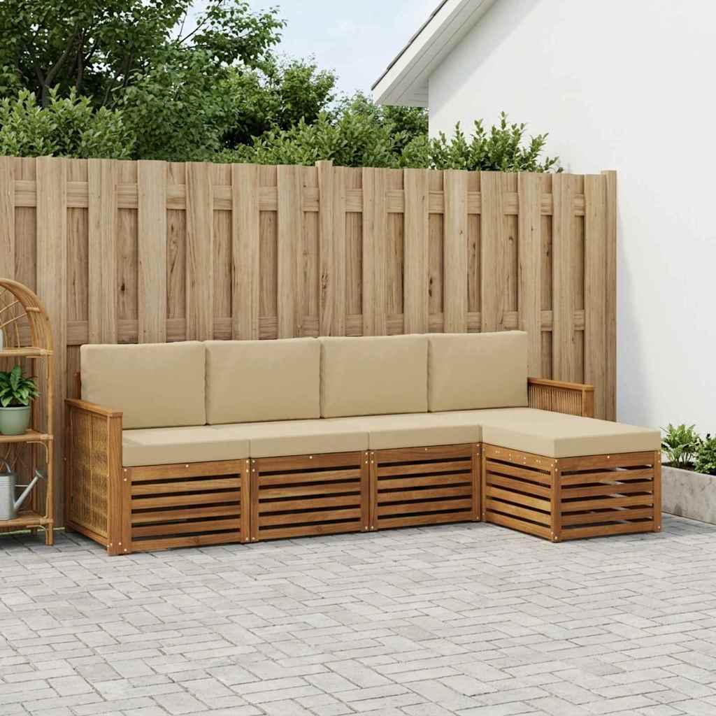 Udendørs sofagruppe med pude 5 pcs Naturlig og Beige