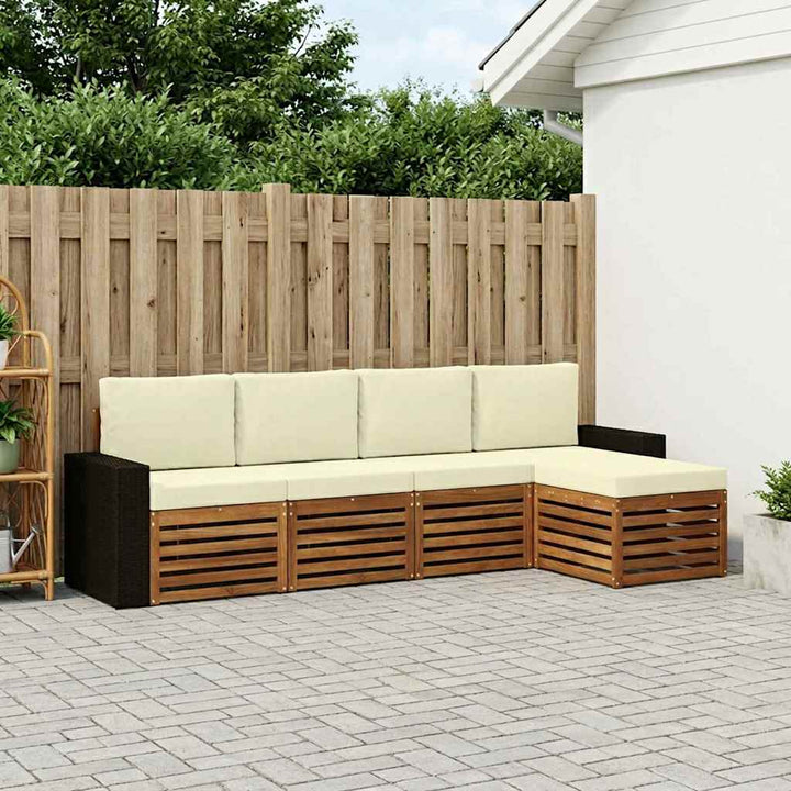 Udendørs sofagruppe med pude 5 pcs Naturlig og Fløde