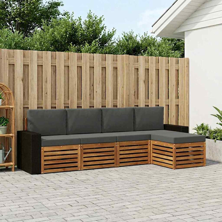 Udendørs sofagruppe med pude 5 pcs Naturlig og Antracit