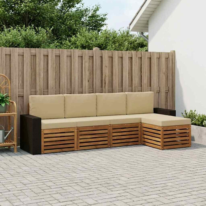 Udendørs sofagruppe med pude 5 pcs Naturlig og Beige