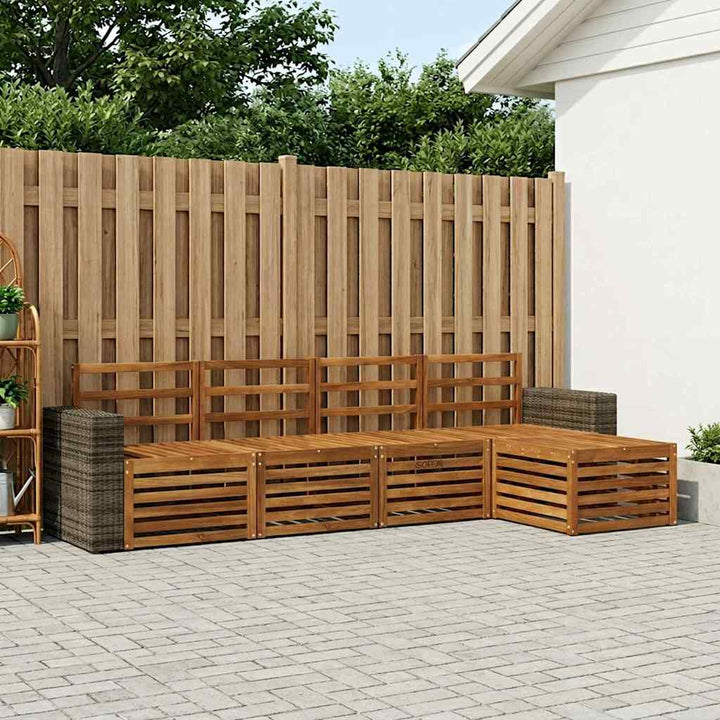 Udendørs sofagruppe 5 pcs Naturfarvet